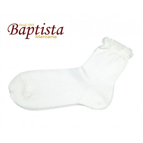 Calcetín Corto Bolillo Calado Blanco