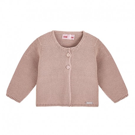 Chaqueta larga punto bobo ROSA EMPOLVADO