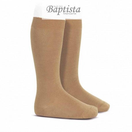 Calcetín alto liso camel C.326