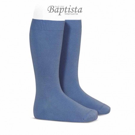 Calcetín alto liso Azul Francia C.449