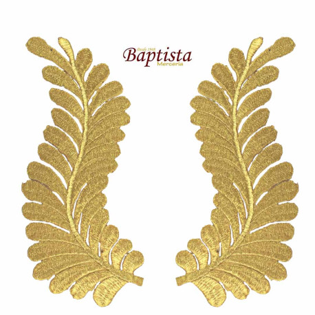 Aplicación bordada vegetal dorada 190x80 mm (pareja)