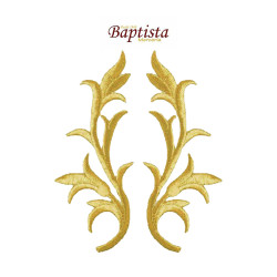 Aplicación bordada vegetal dorada 50x135 mm (pareja)