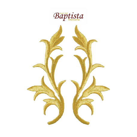 Aplicación bordada vegetal dorada 50x135 mm (pareja)