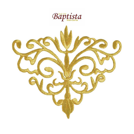 Aplicación bordada vegetal dorada 150x110 mm