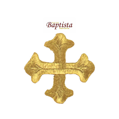Aplicación bordada cruz dorada 75x75 mm