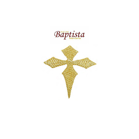 Aplicación bordada cruz dorada 50x50 mm
