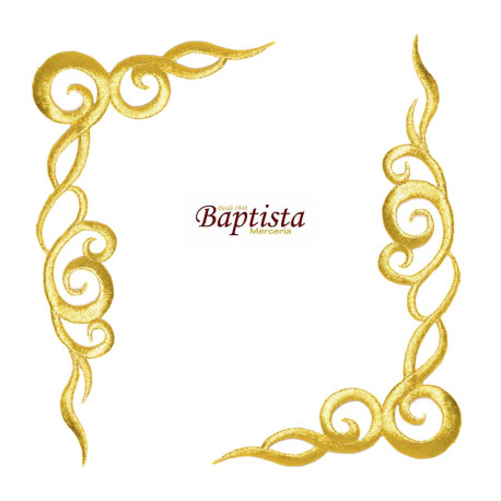 Aplicación bordada esquinero dorada 170x100 mm (pareja)