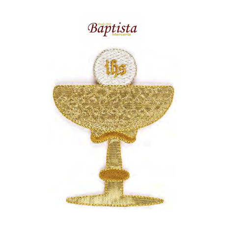Aplicación bordada cáliz dorado 75x100 mm