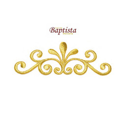 Aplicación bordada vegetal dorada 110x40 mm