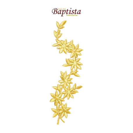 Aplicación bordada floral dorada 50x160 mm