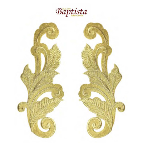 Aplicación bordada floral dorada 60x193 mm (pareja)