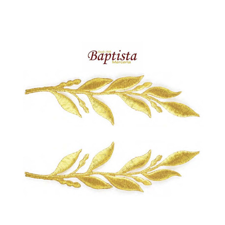 Aplicación bordada vegetal dorada 30x115 mm (pareja)