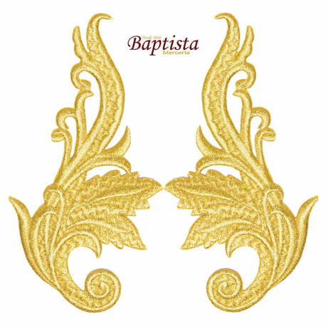 Aplicación bordada vegetal dorada 165x85 mm (pareja)