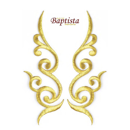 Aplicación bordada vegetal dorada 70x195 mm (pareja)