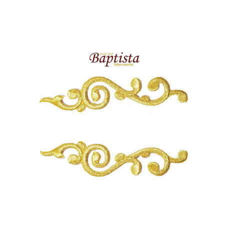 Aplicación bordada geométrica dorada 20x90 mm (pareja)
