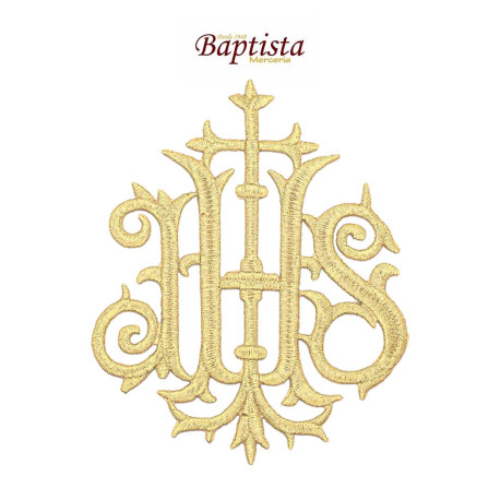 Aplicación bordada JHS dorada 120x100 mm