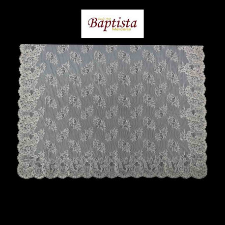 Mantilla Chantilly 130x250 Marfil con Hilo Dorado Ref. 12091.4