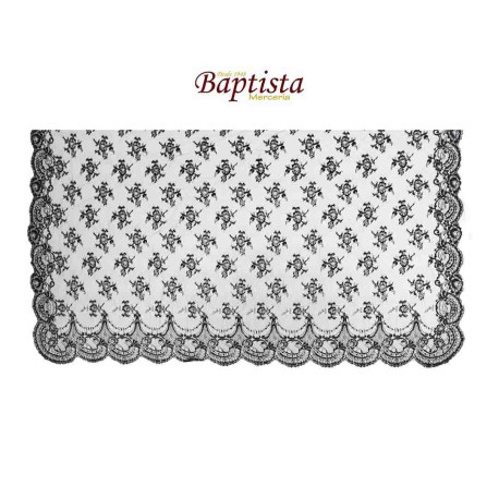 Mantilla Chantilly Negra 120x250 cm Ref. 30206 – Central Encajera