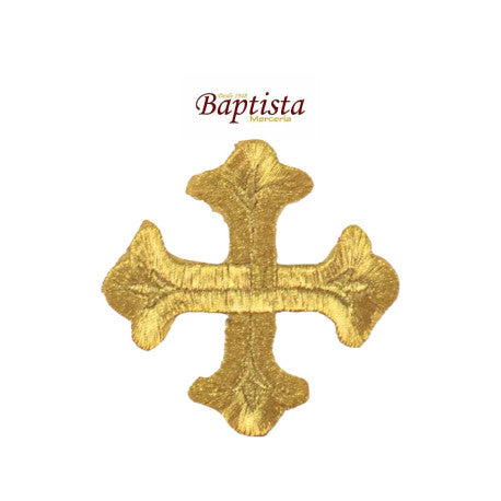 Aplicación bordada cruz dorada 75x75 mm