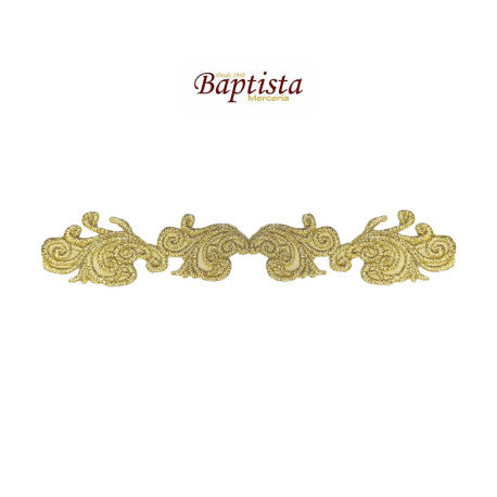 Aplicación bordada vegetal dorada 115x20 mm