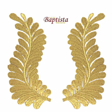 Aplicación bordada vegetal dorada 190x80 mm (pareja)