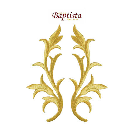 Aplicación bordada vegetal dorada 50x135 mm (pareja)