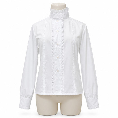 Blusa blanca de mujer para traje regional con puntillas bordadas
