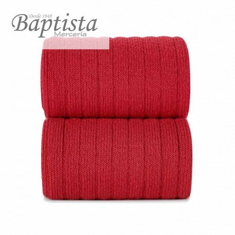 Calcetín alto canalé rojo