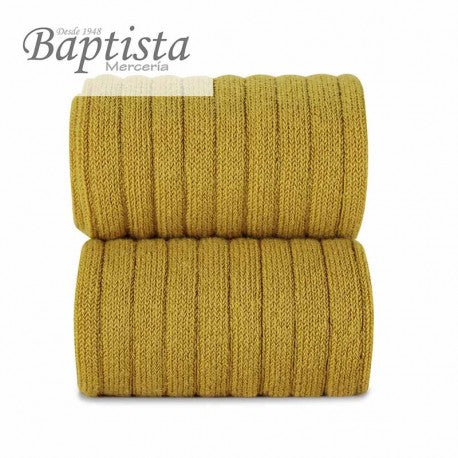 Calcetines altos canalé mostaza
