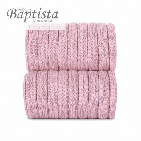 Calcetines altos canalé rosa palo
