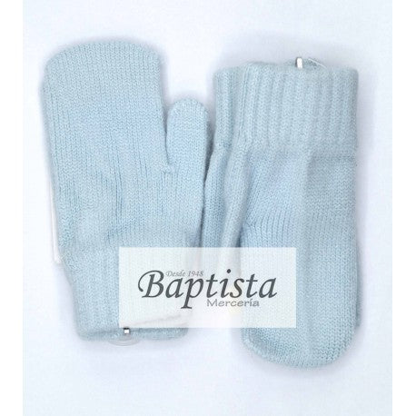 Manopla con dedo azul celeste.