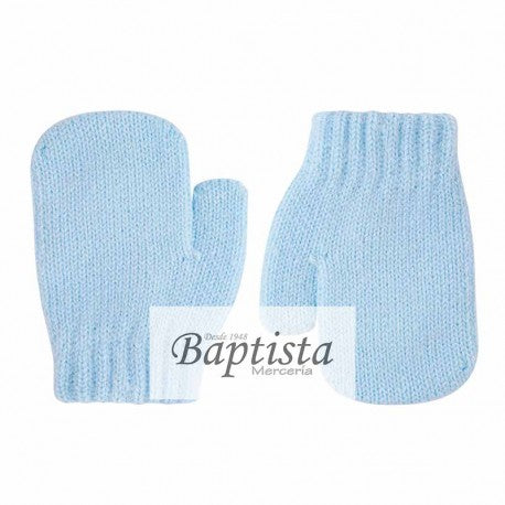 Manoplas con dedo azul bebé.