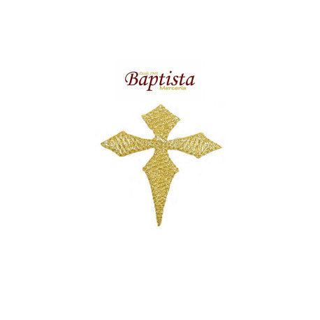 Aplicación bordada cruz dorada 50x50 mm