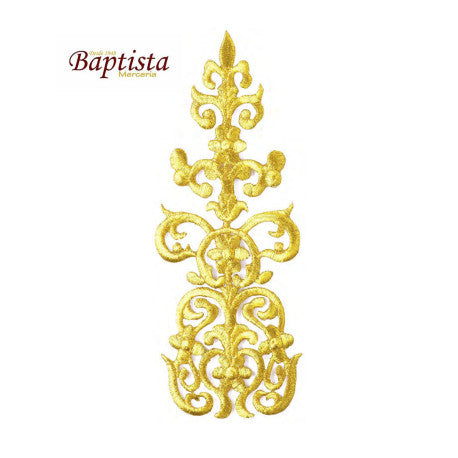 Aplicación bordada floral dorada 60x155 mm