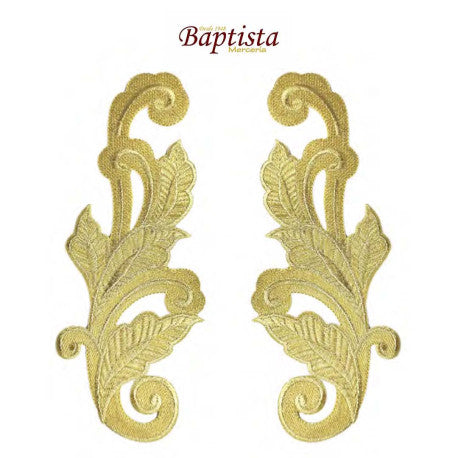 Aplicación bordada floral dorada 60x193 mm (pareja)