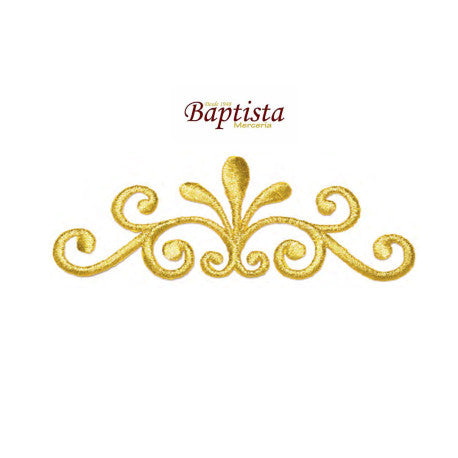 Aplicación bordada vegetal dorada 110x40 mm