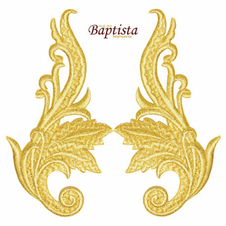 Aplicación bordada vegetal dorada 165x85 mm (pareja)