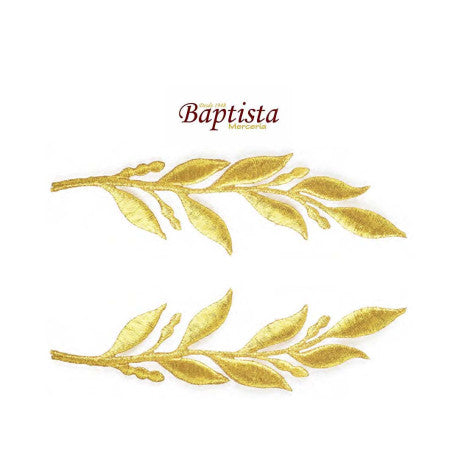 Aplicación bordada vegetal dorada 30x115 mm (pareja)